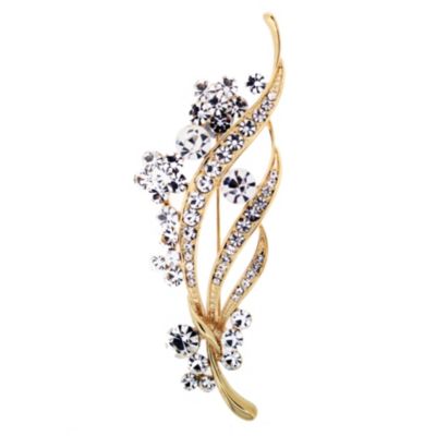 Gold Plated Crystal Flower BroochGold Plated Crystal Flower Brooch