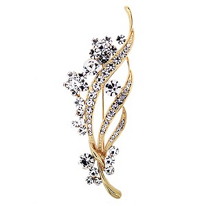 Gold Plated Crystal Flower BroochGold Plated Crystal Flower Brooch