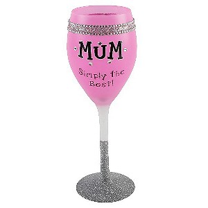 H Samuel Pink Mum Wine Glass