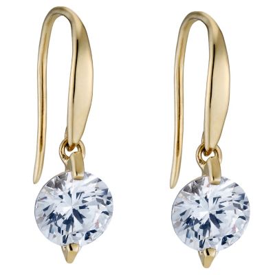 9ct yellow gold drop earrings made with Swarovski Zirconia - Product number 8706034