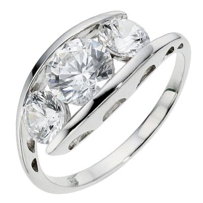 9ct white gold trilogy ring made with Swarovski Zirconia