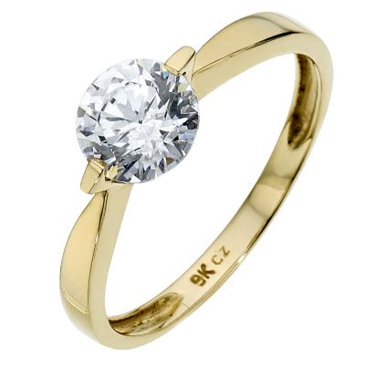 9ct yellow gold solitaire ring made with Swarovski Zirconia