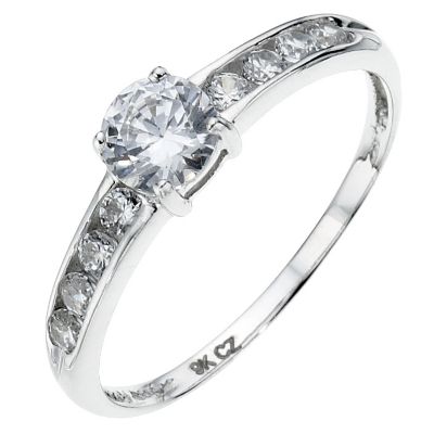 9ct white gold cubic zirconia channel set ring