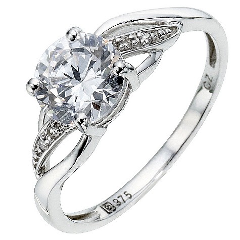 9ct white gold cubic zirconia solitaire ring