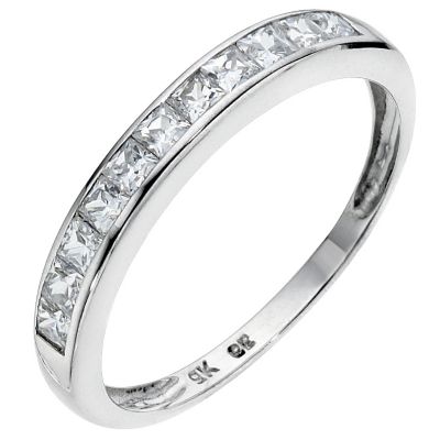 9ct white gold cubic zirconia channel set eternity ring