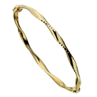 9ct yellow gold diamond cut twist bangle - Product number 8707936