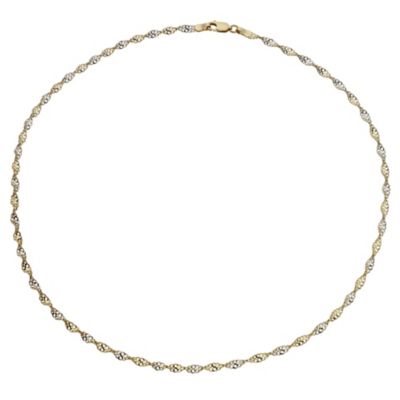 9ct gold two tone sparkle twist necklace