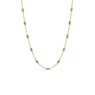 9ct two tone diamond cut station necklace