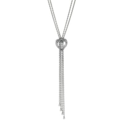 9ct white gold diamond heart tassel necklace