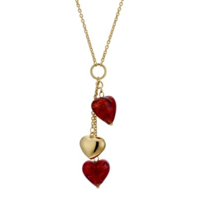 9ct yellow gold red Venetian heart necklace