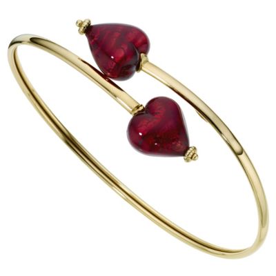 9ct yellow gold red Venetian heart bangle - Product number 8708398