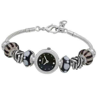 Accurist ladies' stainless steel black bead charm watch - Product number 8710791