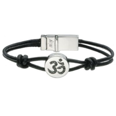 Amanda Wakeley silver black diamond 18.5cm leather bracelet - Product number 8714185