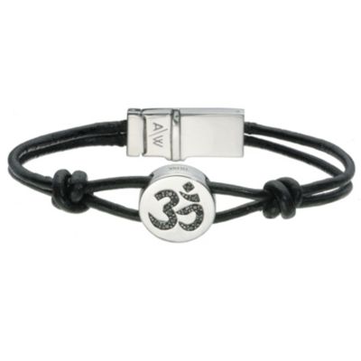 Amanda Wakeley silver black diamond 21.5cm leather bracelet - Product number 8714207