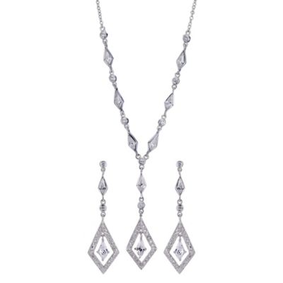 Sterling silver and cubic zirconia diamond shaped box set - Product number 8716390