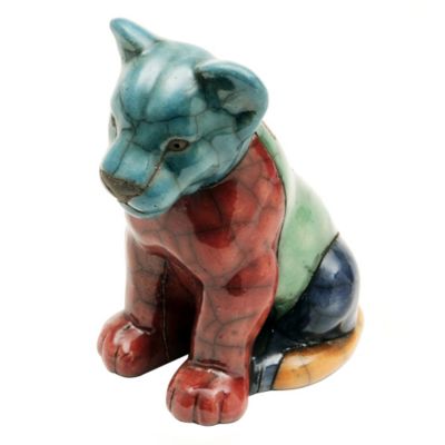 Raku Pottery Sitting Lion Cub - Product number 8718105