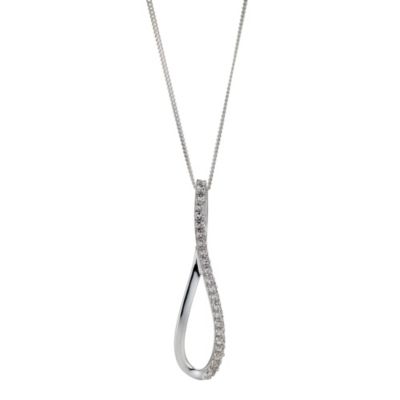 Sterling silver long tear drop pendant necklace