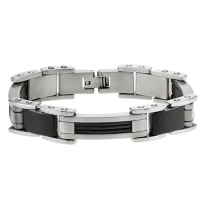 Men's Titanium & Black Cable Bracelet - Product number 8718369