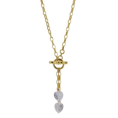 9ct Yellow Gold Double Crystal Glitter Heart