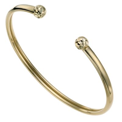 9ct Yellow Gold Diamond Cut Torque Bangle