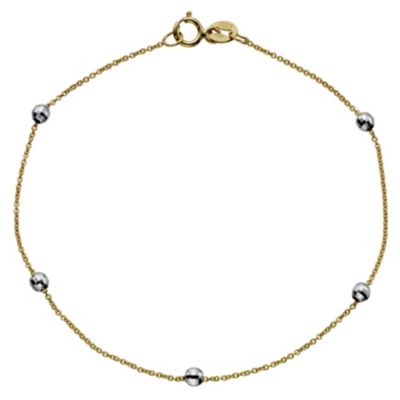 H Samuel 9ct Gold Two Colour Ball Bracelet