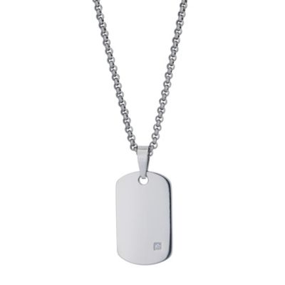 Titanium men's diamond set dog tag - Product number 8720819