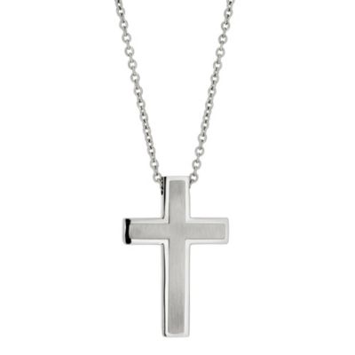 Steel cross matt polished belcher chain pendant 20" - Product number 8720983