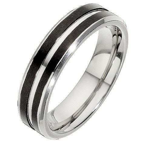 Men's black titanium groove ring