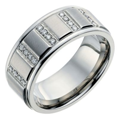 Titanium men's diamond set ring - Product number 8722595