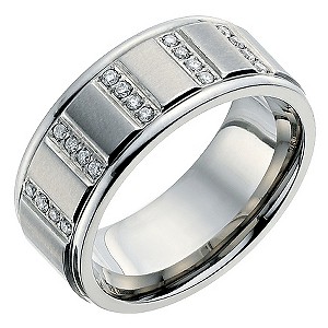 Titanium men's diamond set ring - Product number 8722595