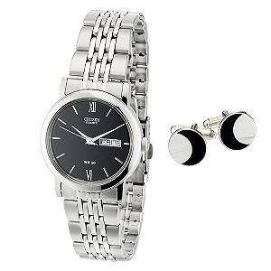 Citizen Men's Stainless Steel Bracelet Watch With Cufflinks