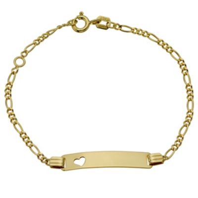 9ct Yellow Gold Kids Small Id Heart Bracelet - Product number 8727414