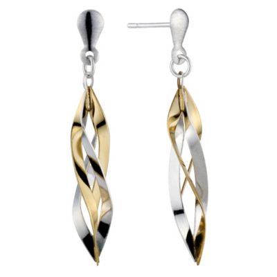 SILVER and 9ct Yellow Gold Twist Drop Earrings