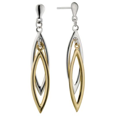 Silver & 9ct Yellow Gold Pippen Drop Earrings - Product number 8727503