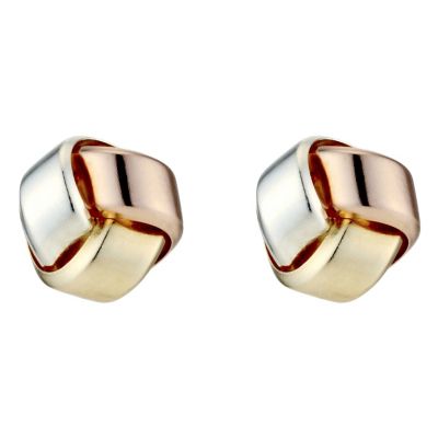 H Samuel 9ct Three Colour Gold Medium Knot Stud Earrings