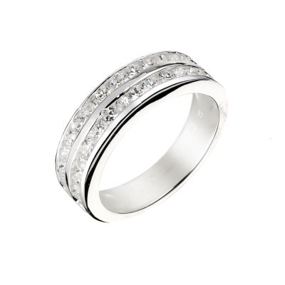 Silver two row cubic zirconia ring - Product number 8728003