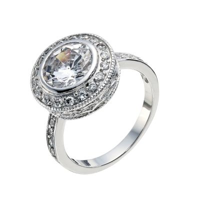 Silver cubic zirconia vintage cocktail ring - Product number 8728291