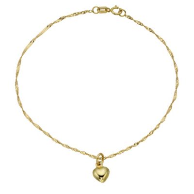9ct Yellow Gold Heart Drop Kids Bracelet - Product number 8730148