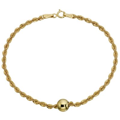9ct Yellow Gold Ball and Rope Bracelet