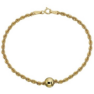 9ct Yellow Gold Ball and Rope Necklace