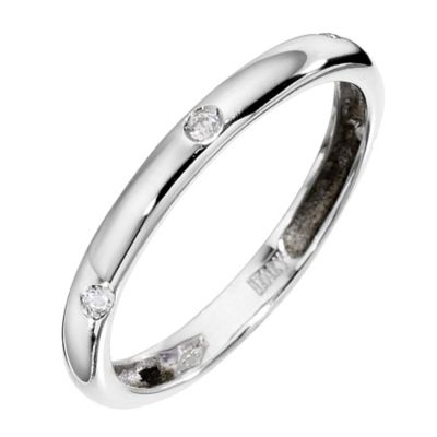 9ct White Gold Cubic Zirconia Band Ring