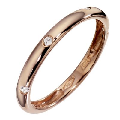 9ct Rose Gold Cubic Zirconia Band Ring