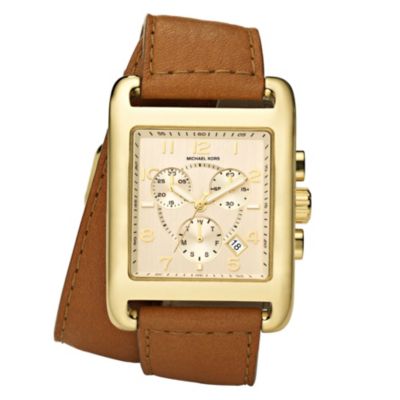 Michael Kors square chronograph tan strap watch - Product number 8732140