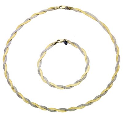 Bonded Gold and Silver Necklace and Bracelet Box Set