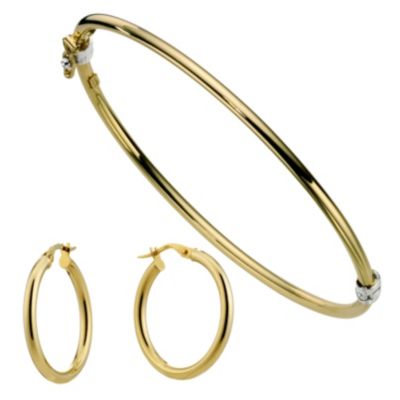 Bonded Gold and Silver Bangle and Earring Box Set - Product number 8732655