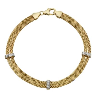 9ct Yellow Gold Double Layer Cubic Zirconia Bracelet - Product number 8734208