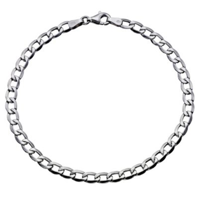 Mens 9ct White Gold Curb Bracelet