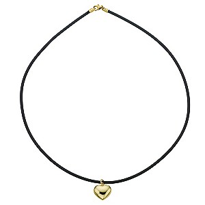 9ct Yellow Gold Puff Heart Pendant and Rubber