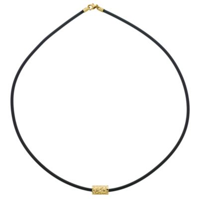 9ct Yellow Gold Diamond Cut Bead and Rubber Necklace