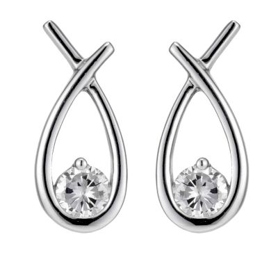 Silver cubic zirconia love knot earrings - Product number 8735247
